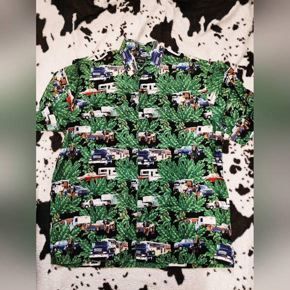 Roper Other - "ROPER" MEN'S 80'S/90'S ALL OVER COWBOY PRINT MOTIF SHORT SLEEVE - GREEN MULTI